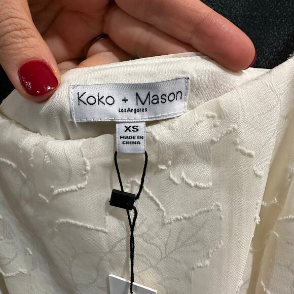 Koko + Mason Minidress Ivory Floral Jacquard Bubble Hem NWT $120 Size XS 0 - Picture 9 of 12